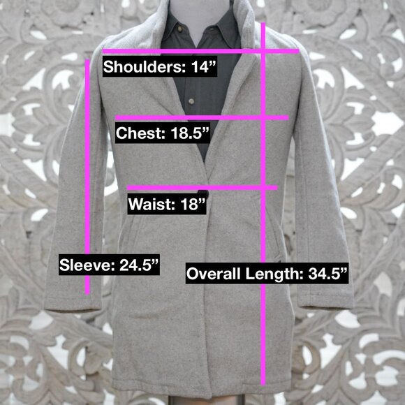 Scotch & Soda Reversible Grey Wool Blend Coat Jacket Men's Small Sleek & Edgy - Picture 11 of 11